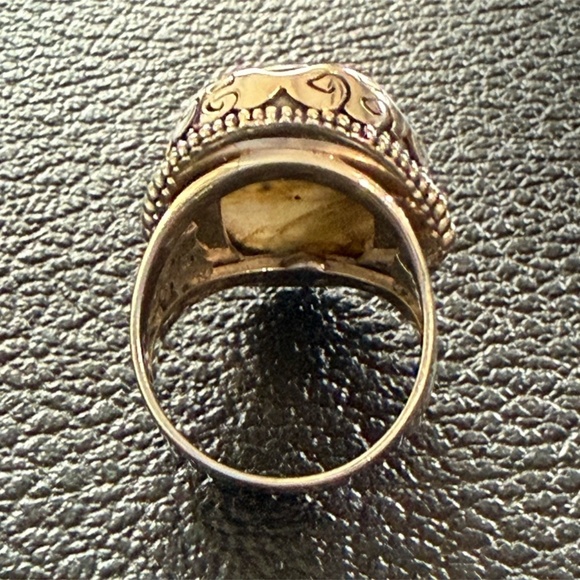 Vintage Sajen Sterling Silver Labradorite Ring – Oval Statement Stone Size 9 - Picture 4 of 7